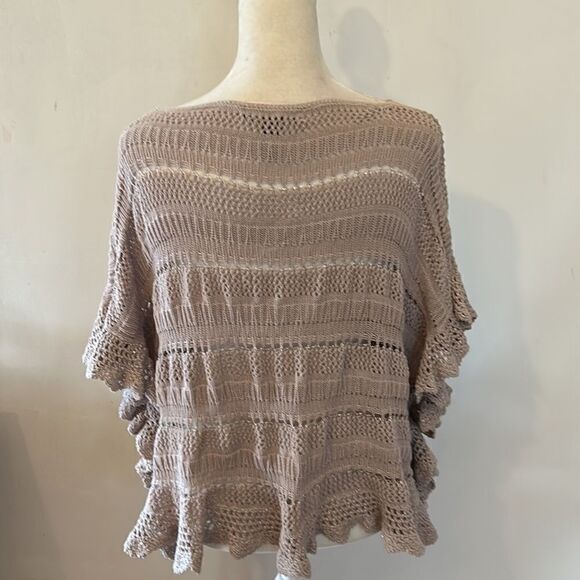 INC International Concepts brown cutout shimmery short sleeve sweater Size M - Picture 4 of 7